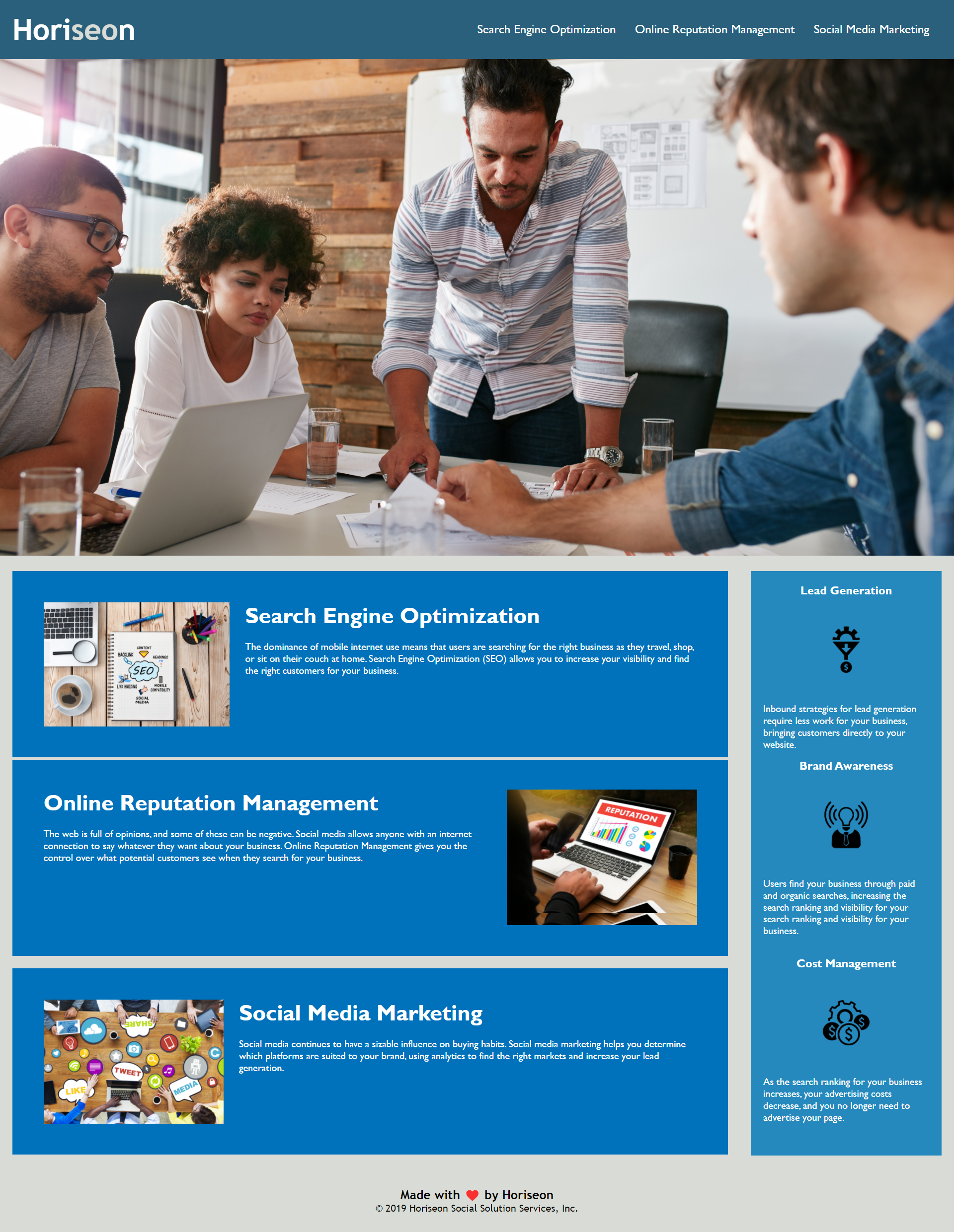 Author of website displaying their main project, they are working on he Horiseon Website